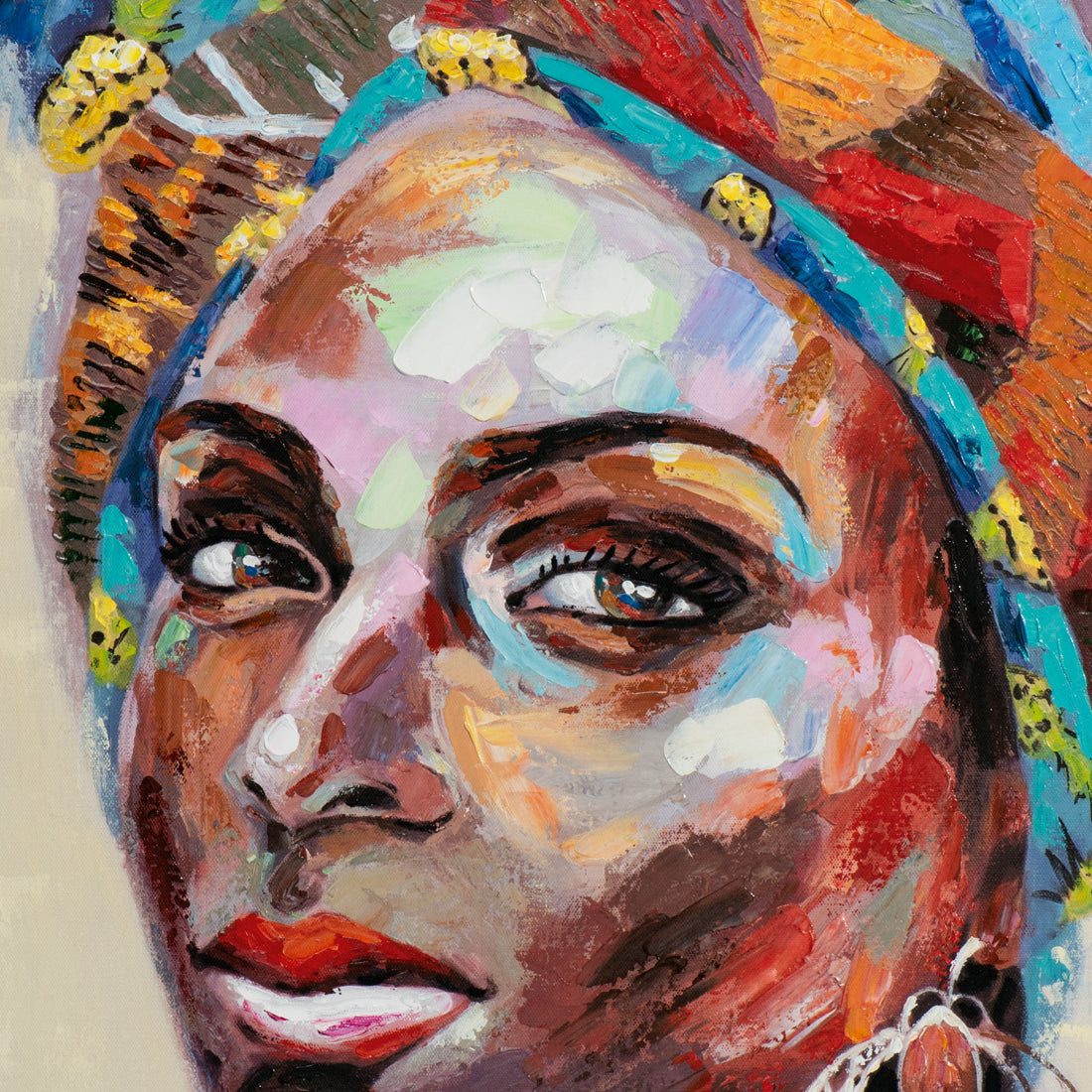 Painting Woman with African Cloth