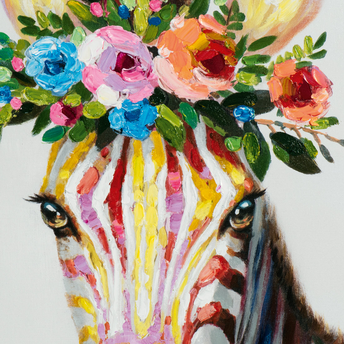 Gemälde Zebra mit Blumendeko
