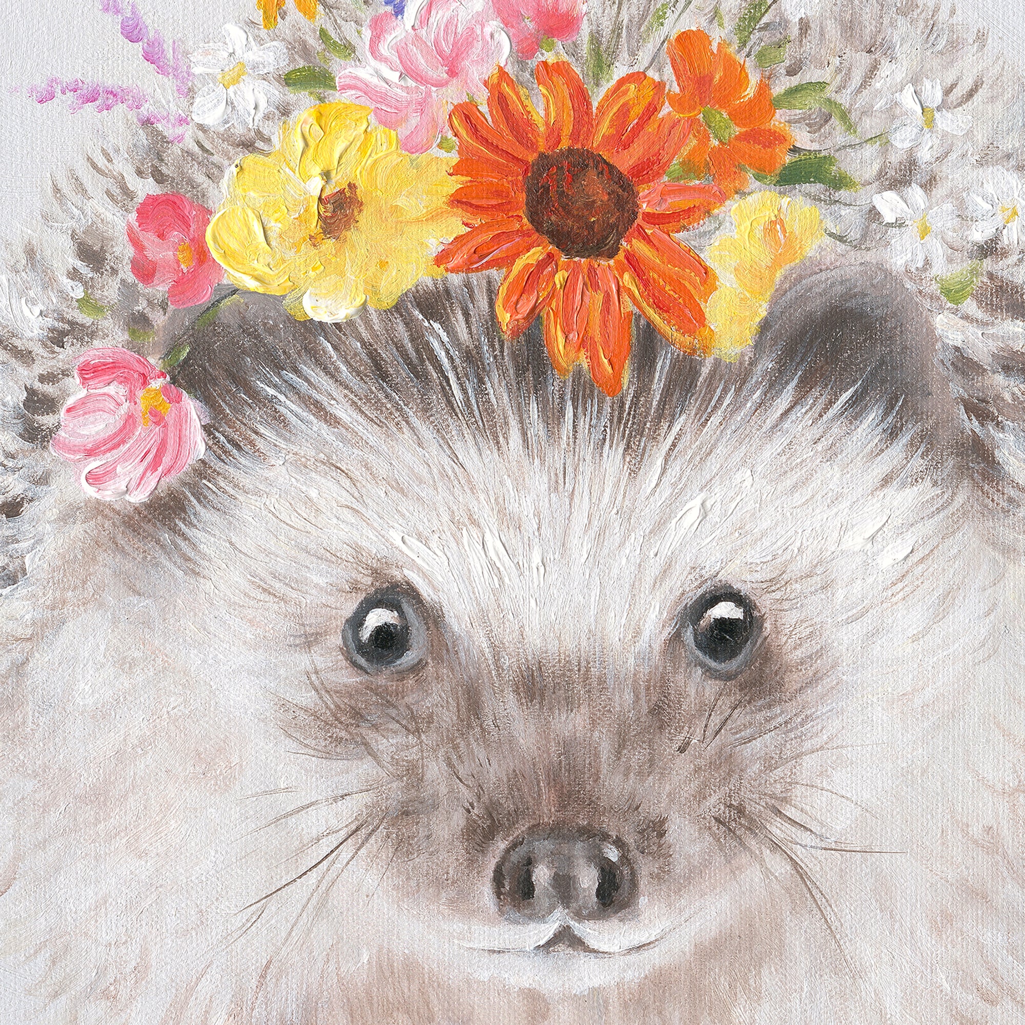 Gemälde Igel mit Blumen