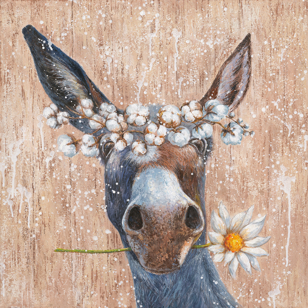 Painting Donkey with Flowers