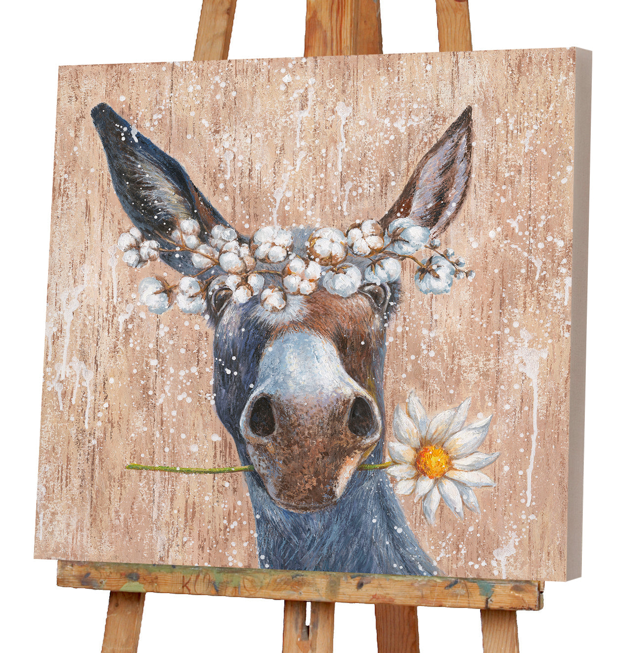 Painting Donkey with Flowers