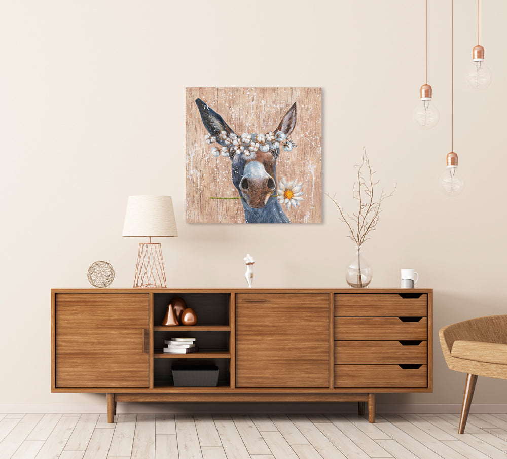 Painting Donkey with Flowers