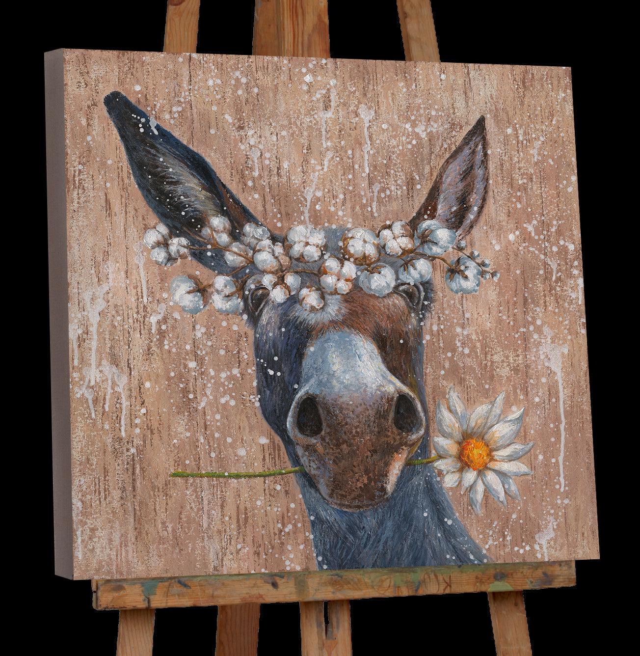 Painting Donkey with Flowers