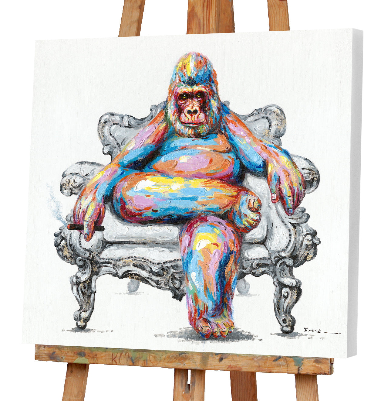 Gemälde Bunter Gorilla im Sessel