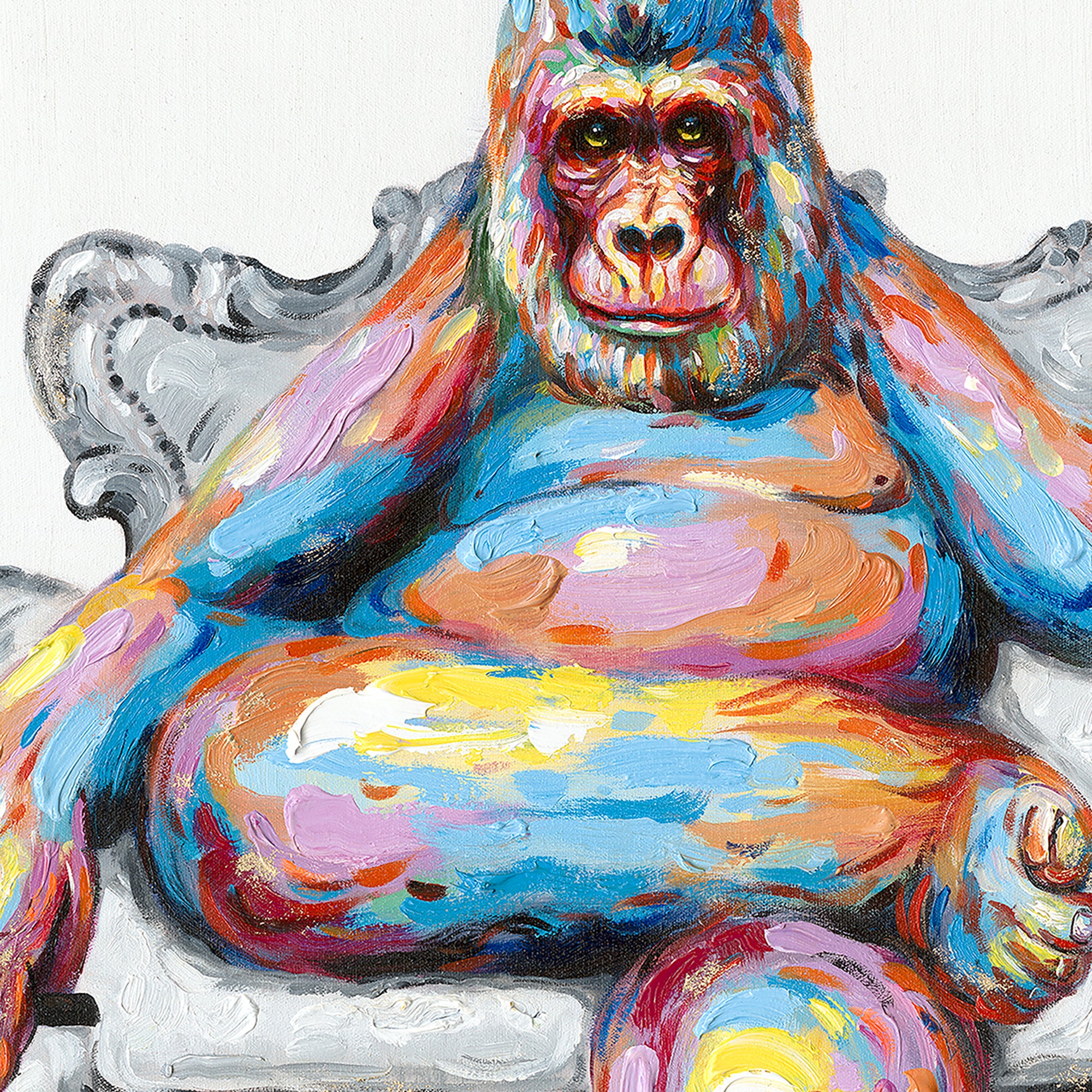 Gemälde Bunter Gorilla im Sessel