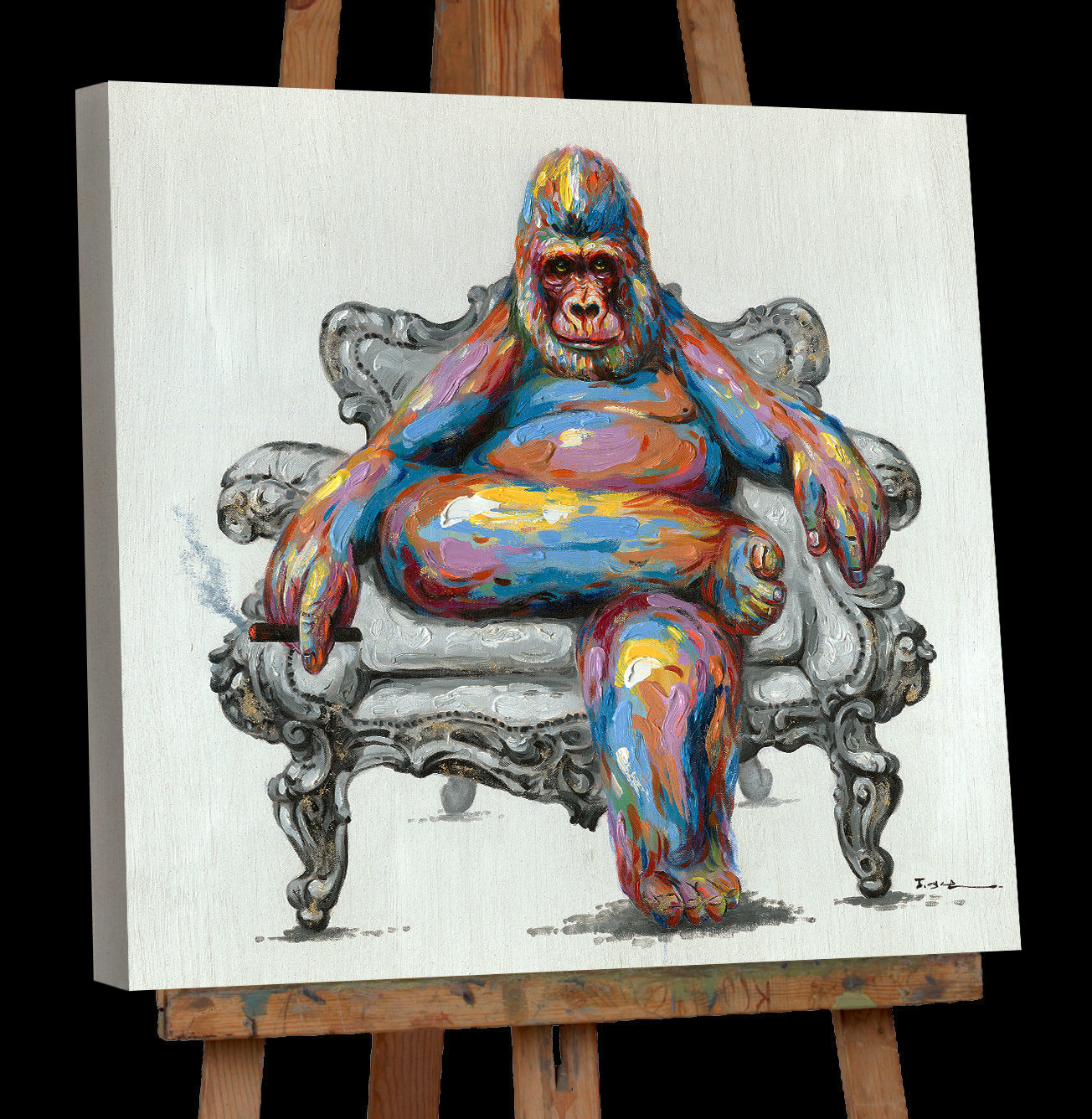 Gemälde Bunter Gorilla im Sessel
