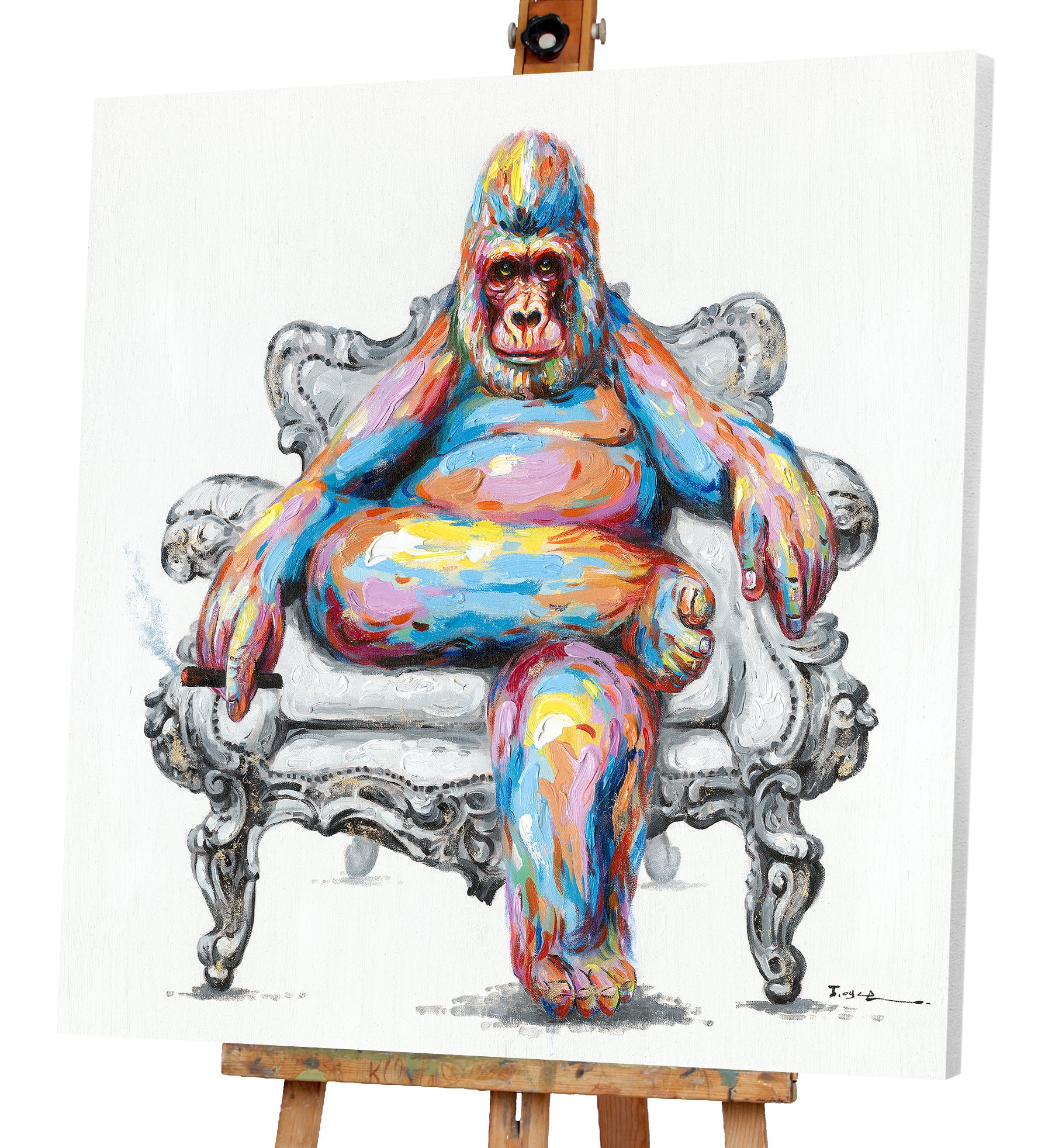 Gemälde Bunter Gorilla im Sessel