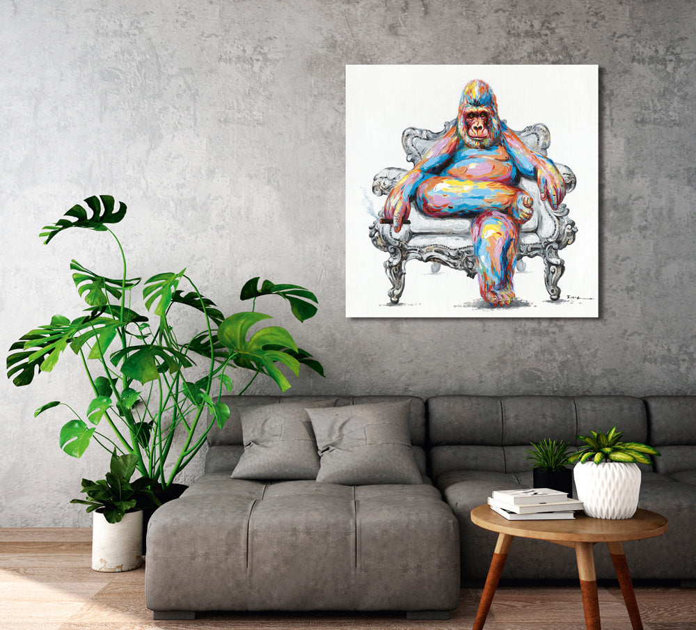 Gemälde Bunter Gorilla im Sessel