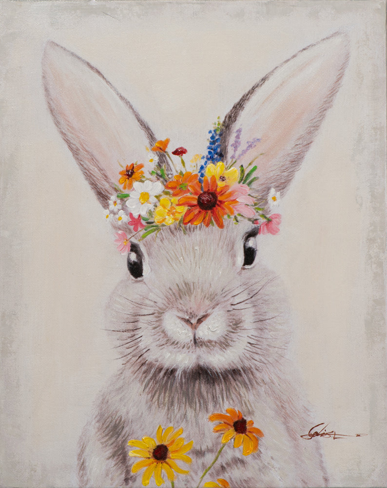 Painting Bunny with Flowers