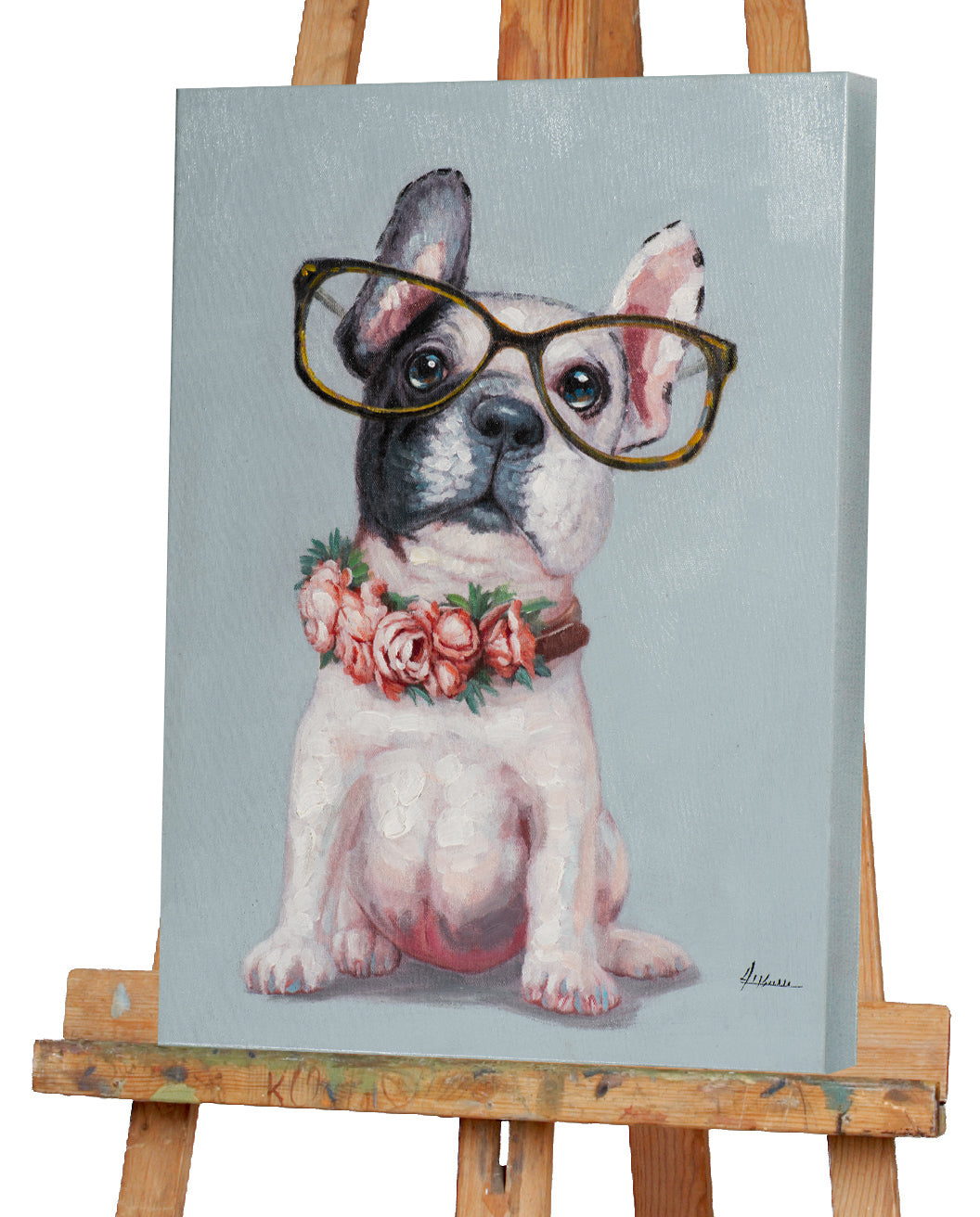 Gemälde Kleiner Hund mit Brille