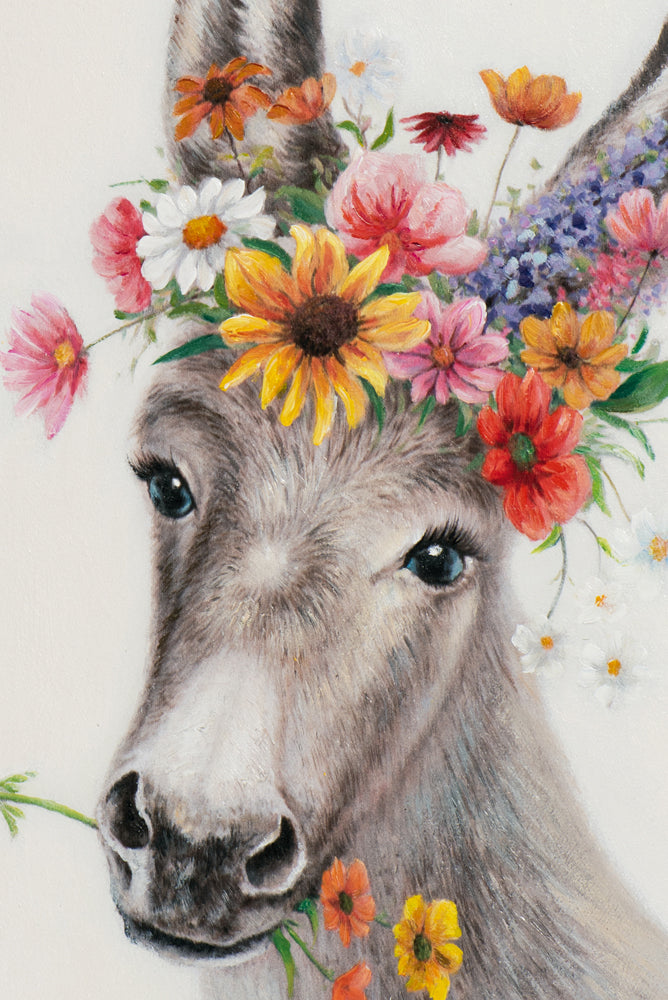Gemälde Esel mit Blumen