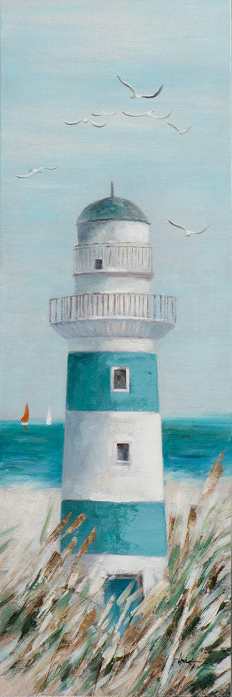 painting Blue and White Lighthouse