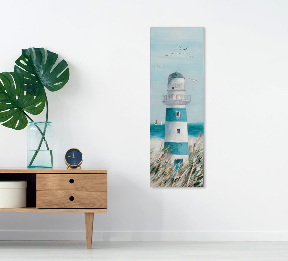 painting Blue and White Lighthouse