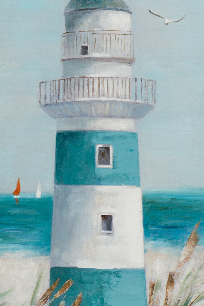 painting Blue and White Lighthouse