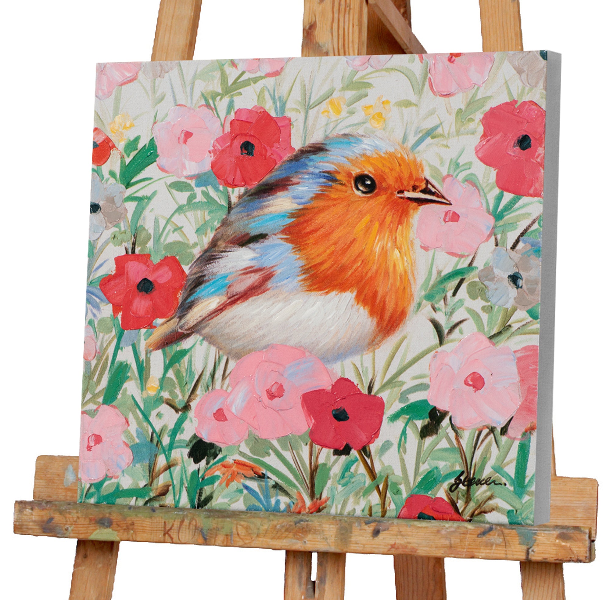 Gemälde Vogel im Blumenmeer