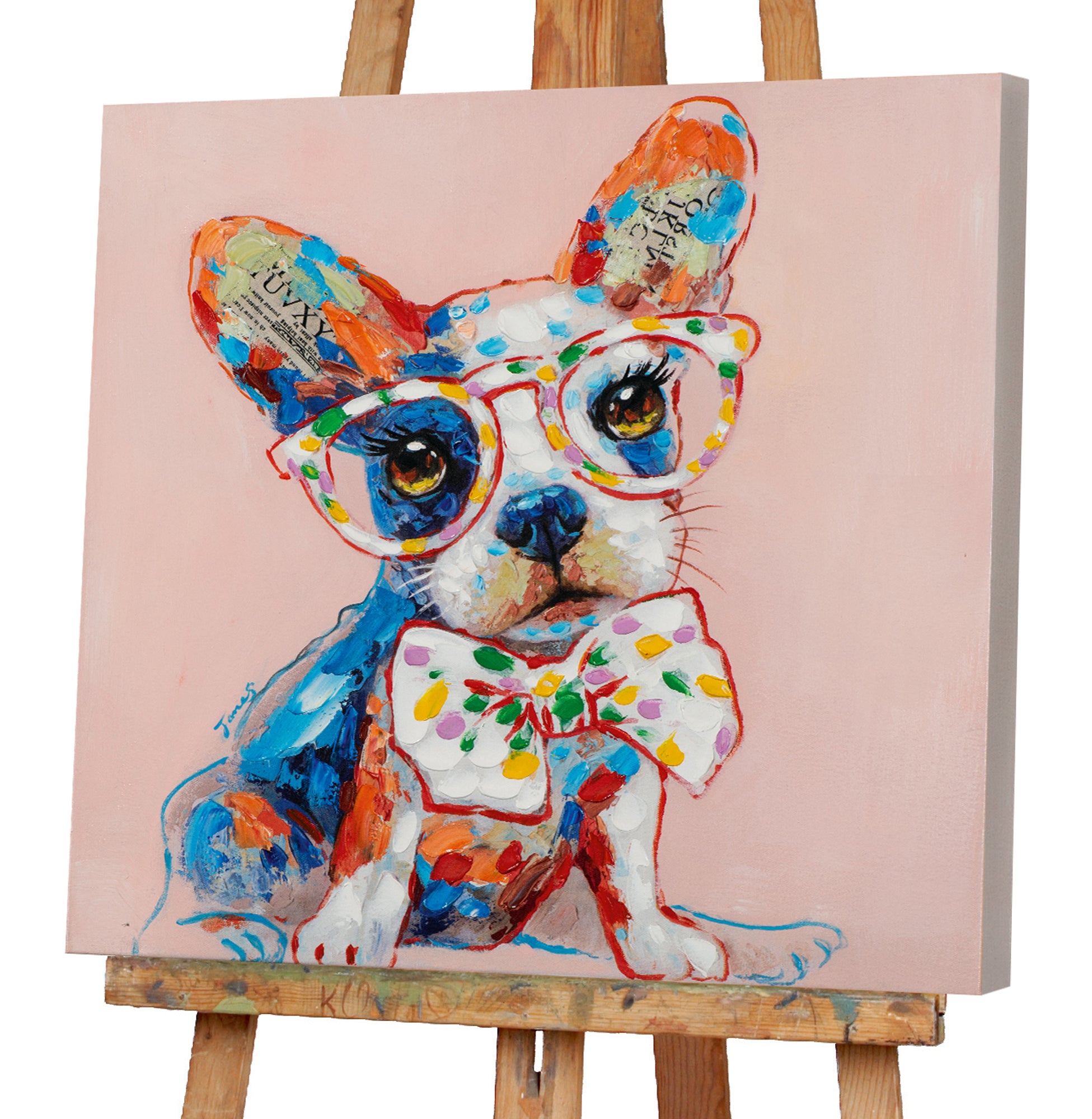 Gemälde Lustiger Hund mit Brille