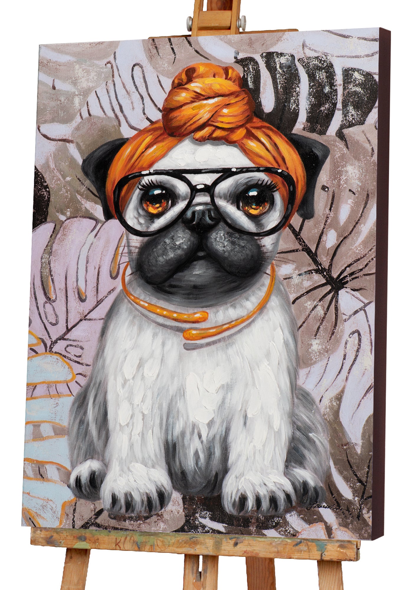 Gemälde Mops mit Tuch