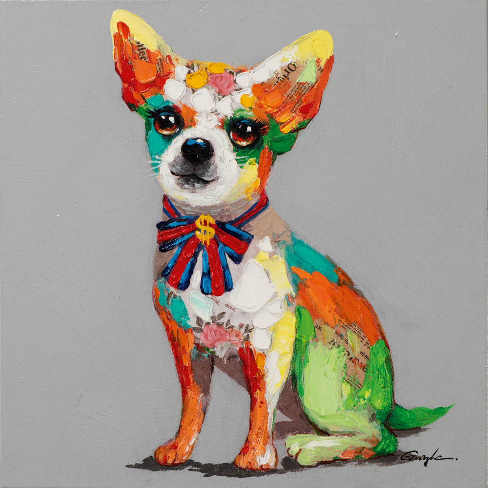 Gemälde Bunter Chihuahua mit Schleife
