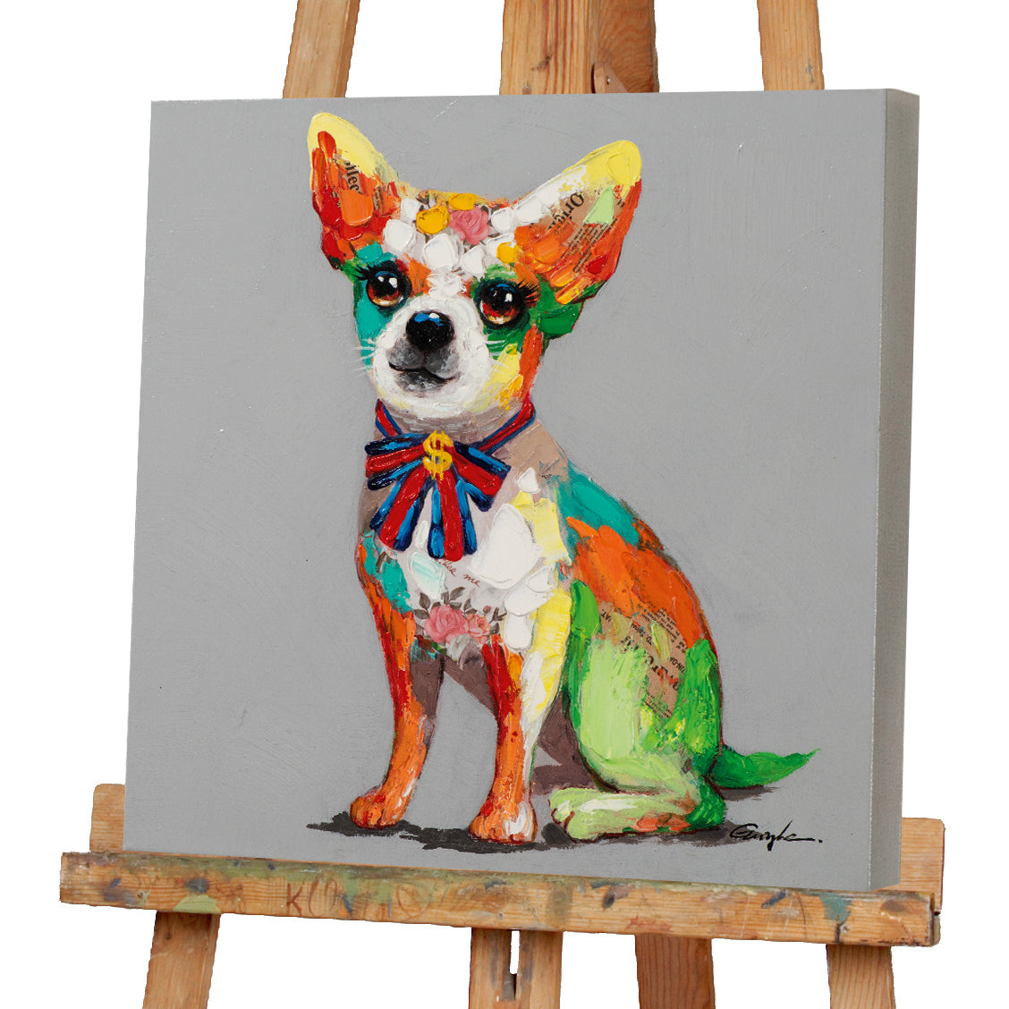 Gemälde Bunter Chihuahua mit Schleife