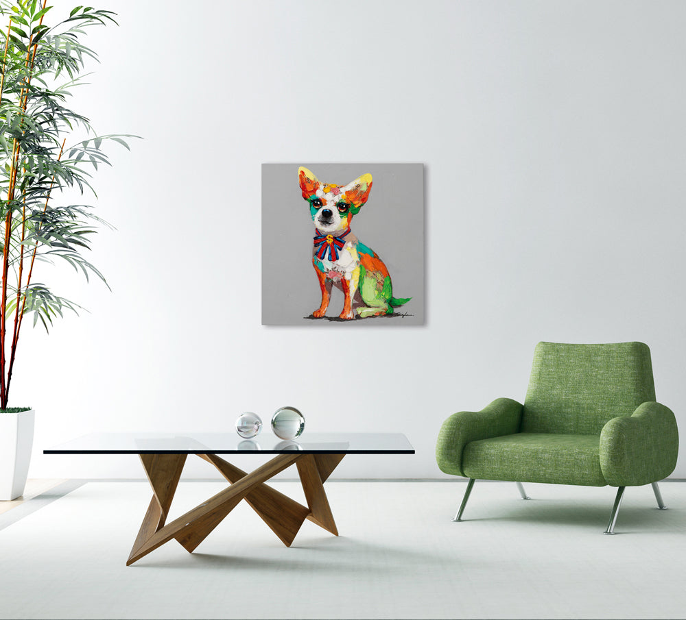 Gemälde Bunter Chihuahua mit Schleife