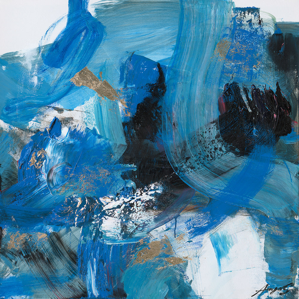 Gemälde Schwungvolle Variationen in Blau
