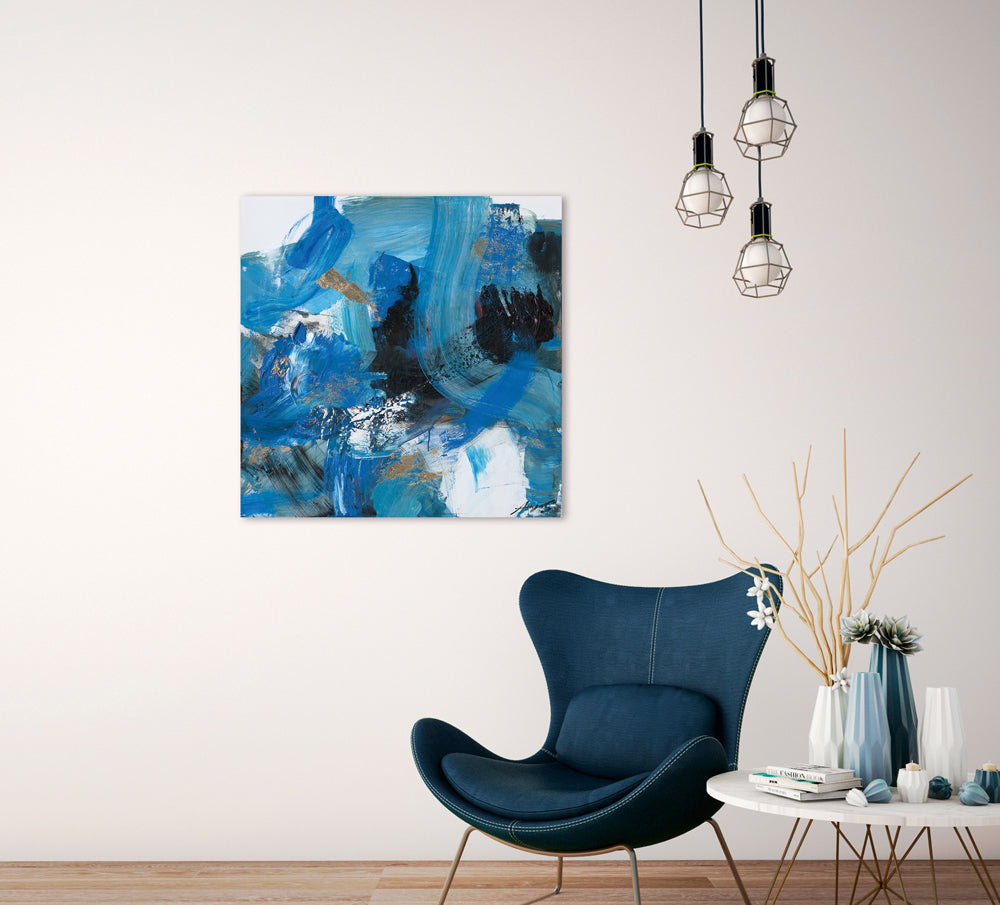 Gemälde Schwungvolle Variationen in Blau