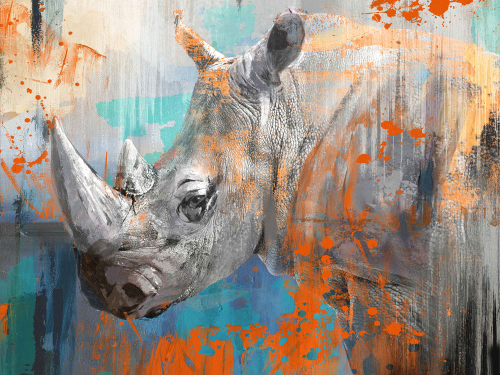 Gemälde Popart "Nashorn"