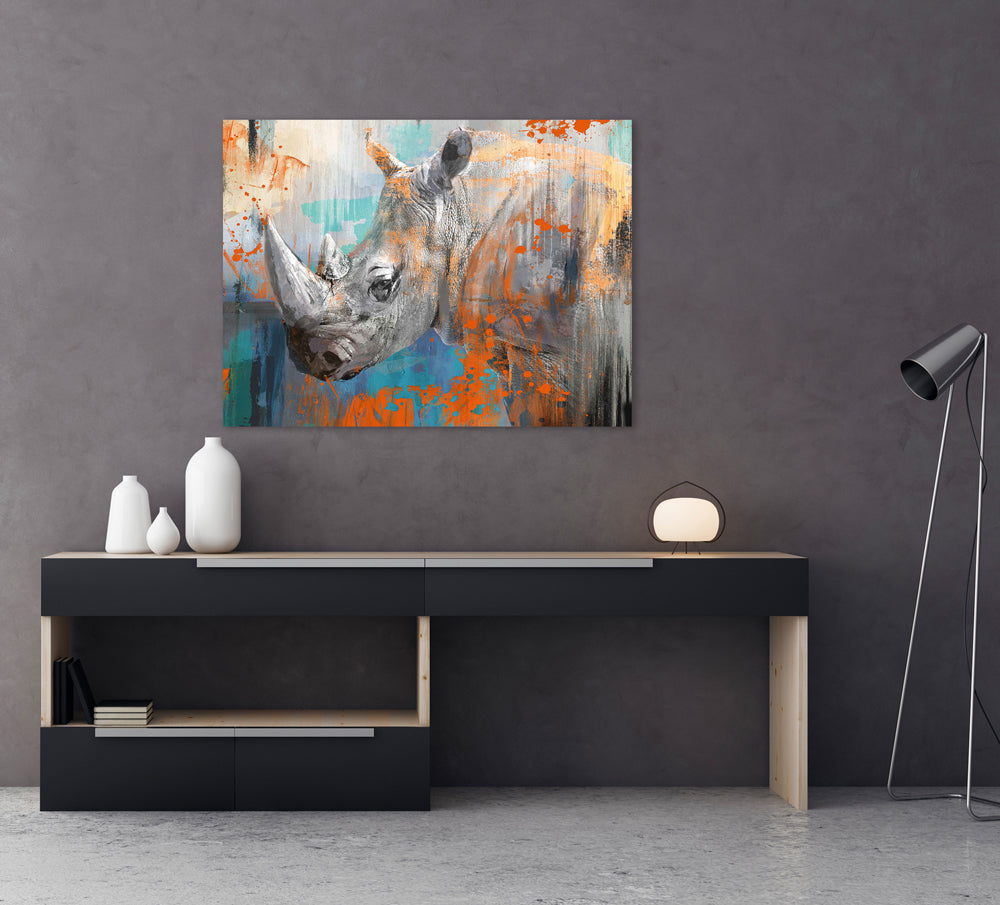 Gemälde Popart "Nashorn"
