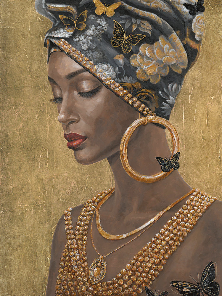 Painting Elegant Woman with Gold Jewelry