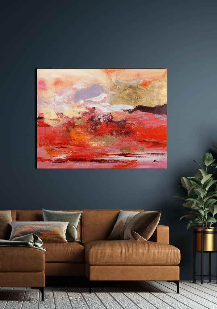 Painting Composition in Red and Gold
