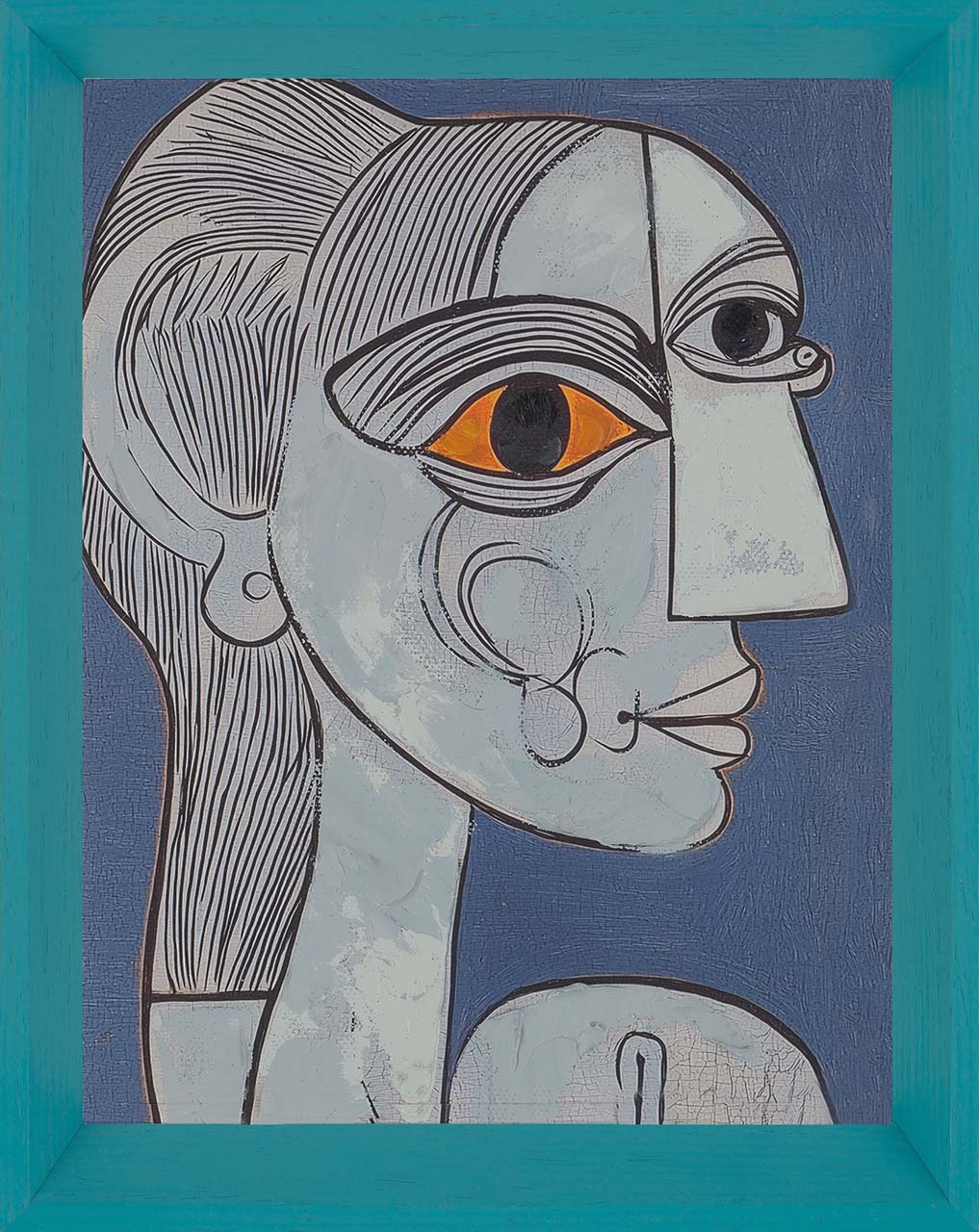 Painting Abstract Blue Lady