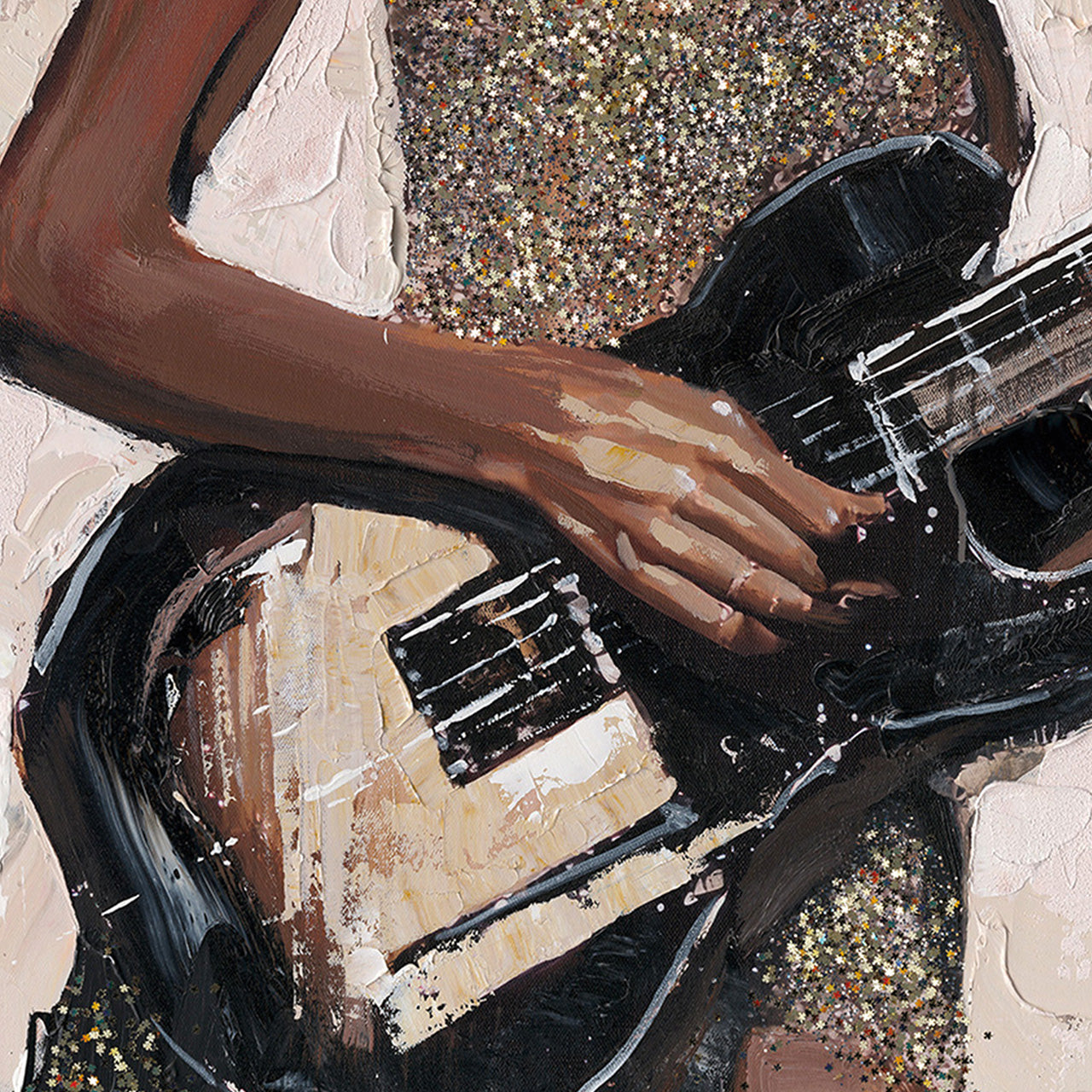 Gemälde Black Guitar Girl