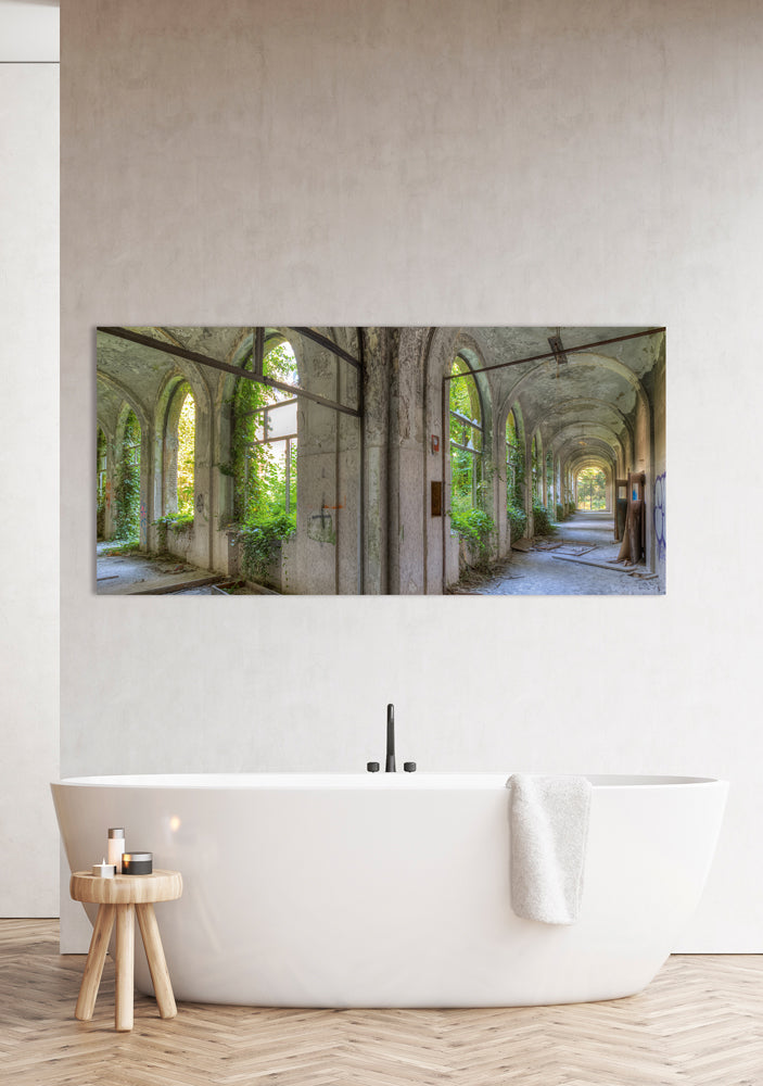 Aluminum picture Lost Place divided hallway