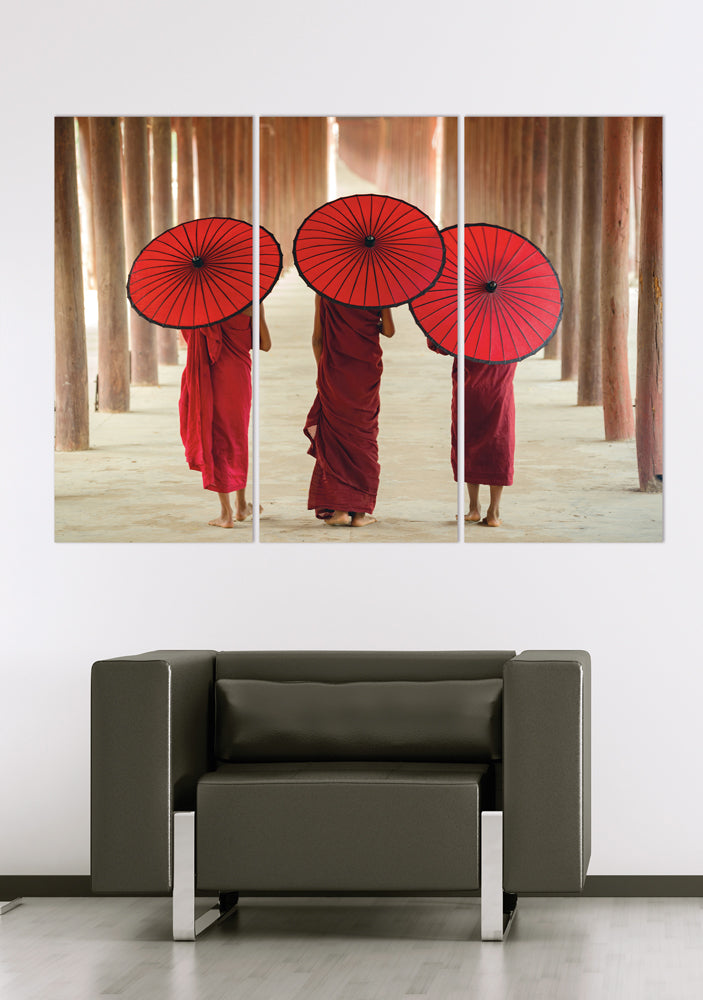 Tableau en aluminium Moines avec parapluies