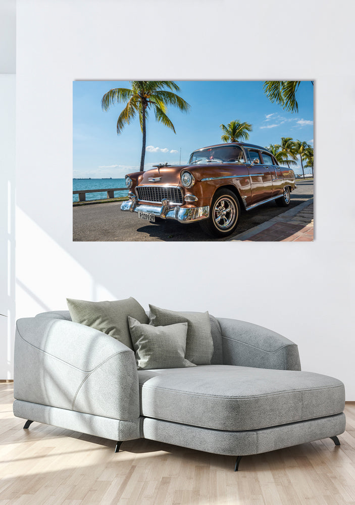 Aluminum picture Vintage cars in Cuba