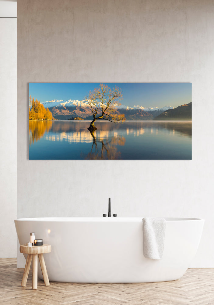 Aluminum picture mountain panorama with lake