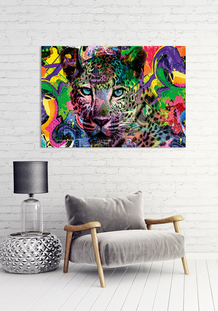 aluminum picture Pop Art Leopard