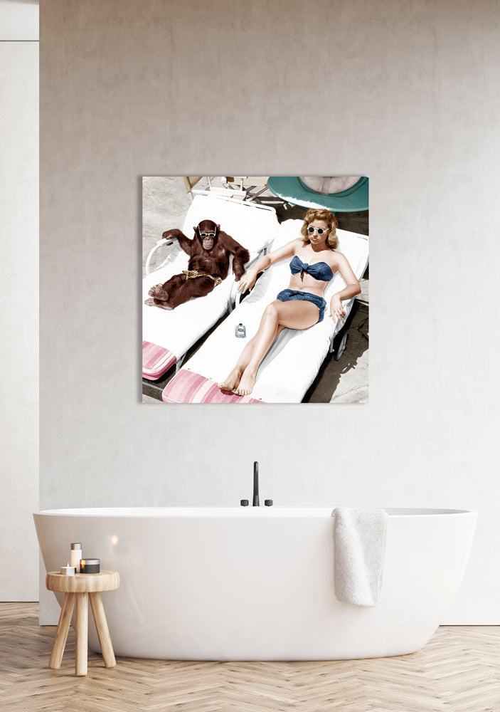 Aluminum picture Bathing Beauty with Chimpanzee