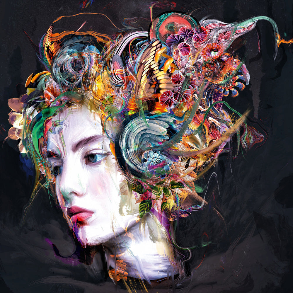Aluminum picture portrait with rainbow hair