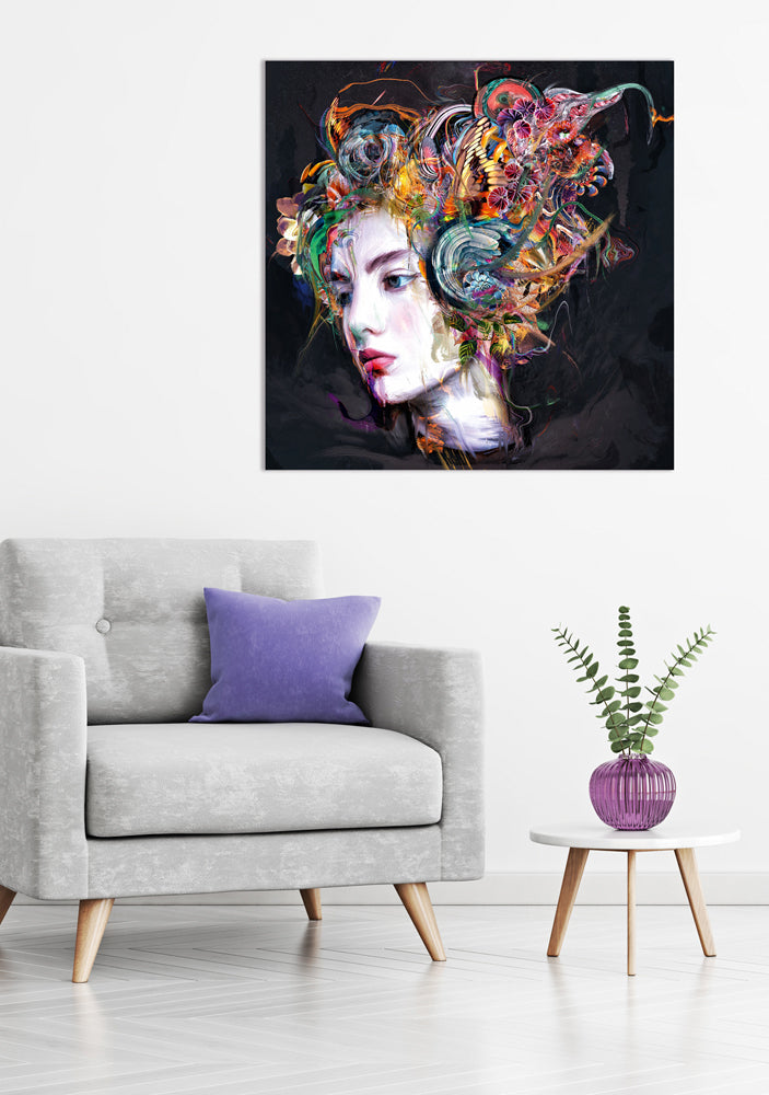 Aluminum picture portrait with rainbow hair