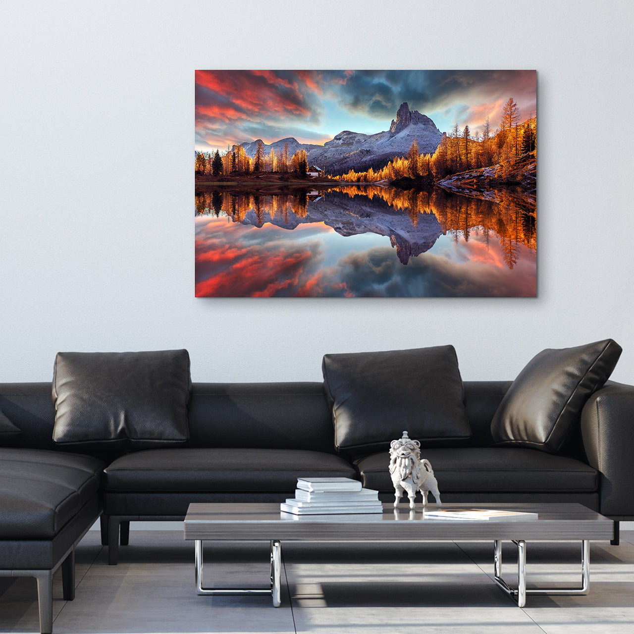 Aluminum picture Reflecting Mountains at Sunrise