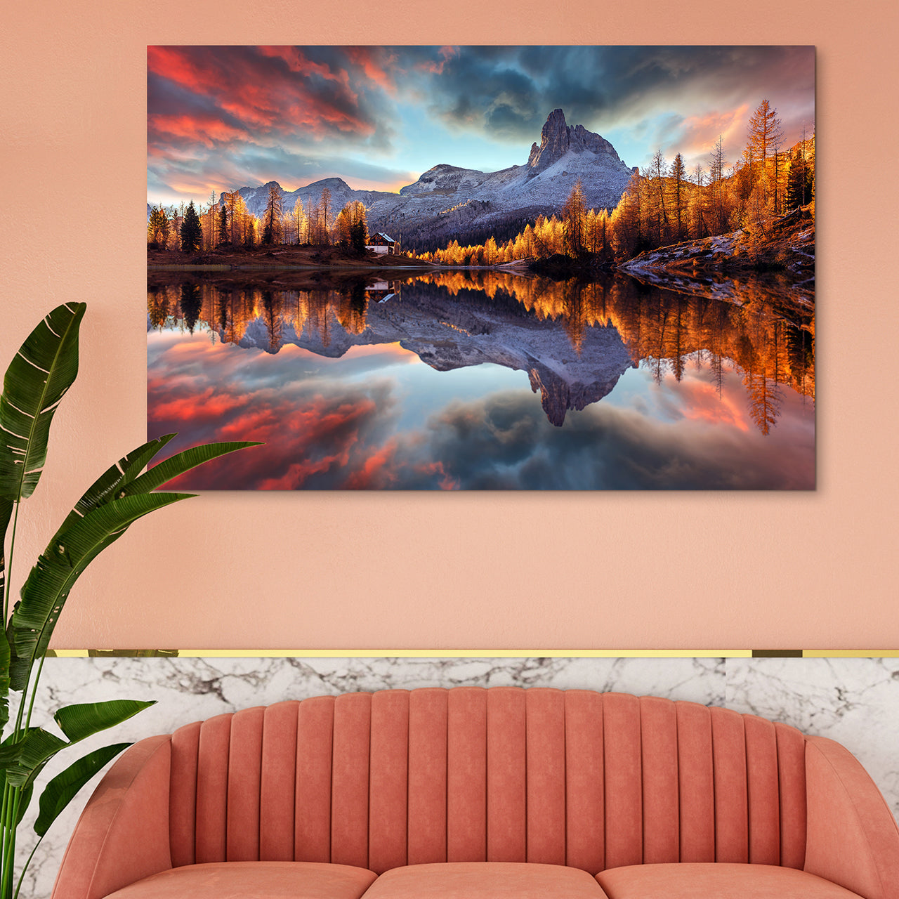 Aluminum picture Reflecting Mountains at Sunrise