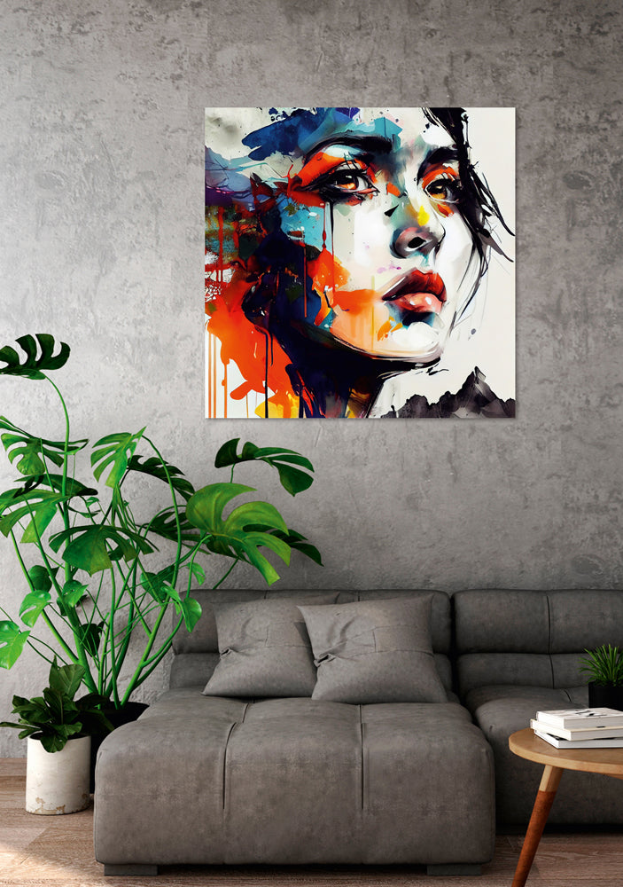 Aluminium picture Graffiti Beauty in Orange