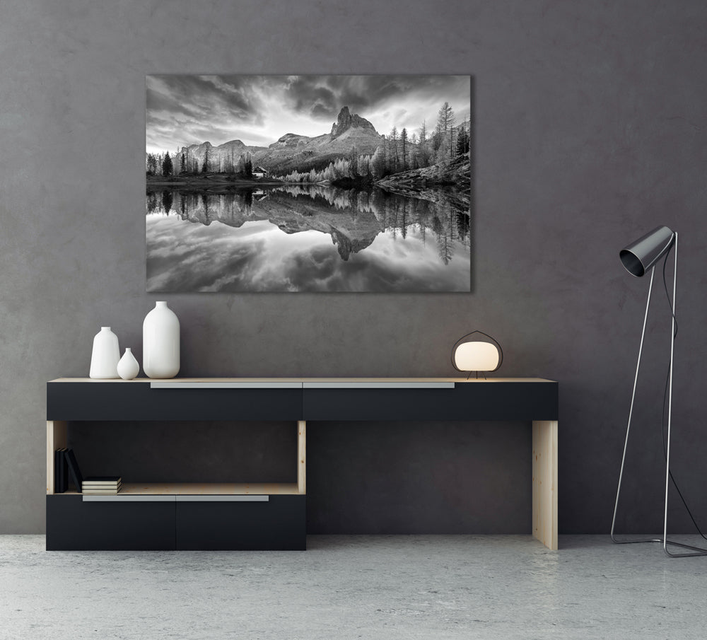 Aluminum picture Reflecting Mountains at Sunrise
