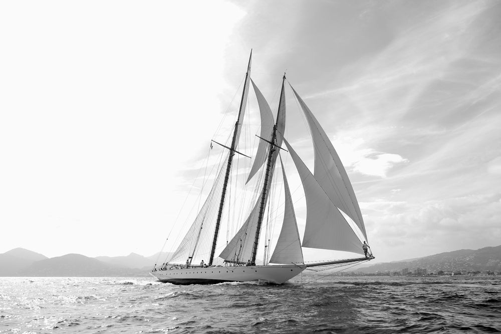 Akustikbild Slim Segelschiff in schwarz weiß