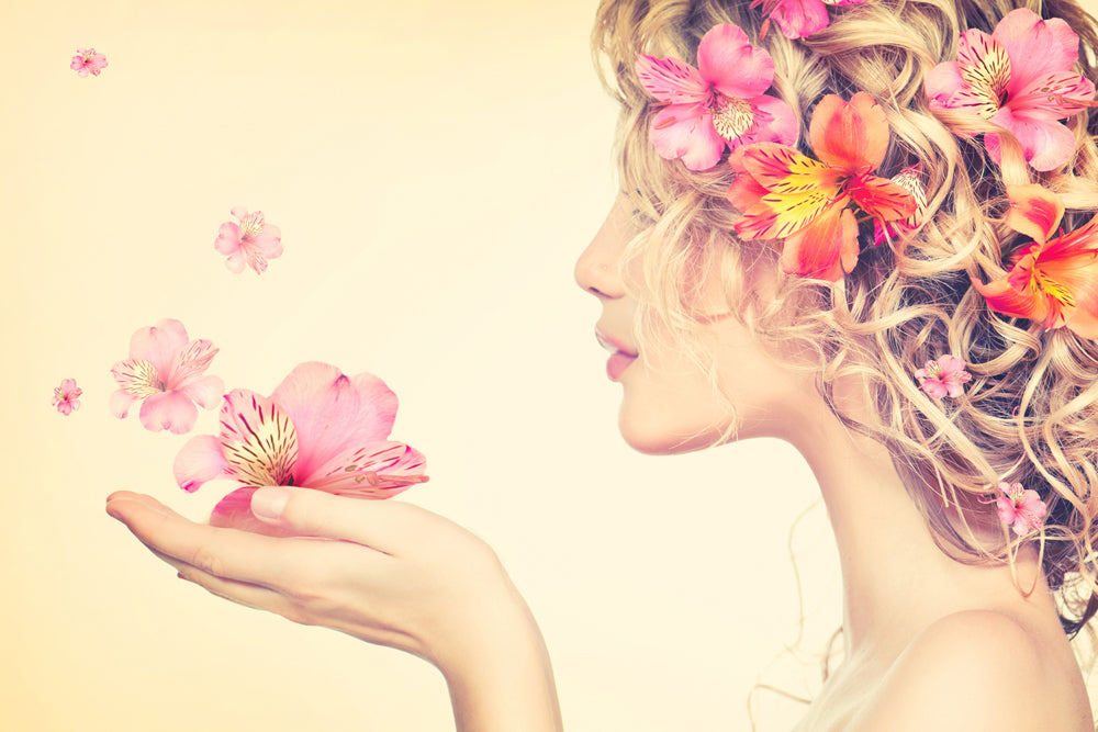 Akustikbild Slim Schönheit mit Blumen