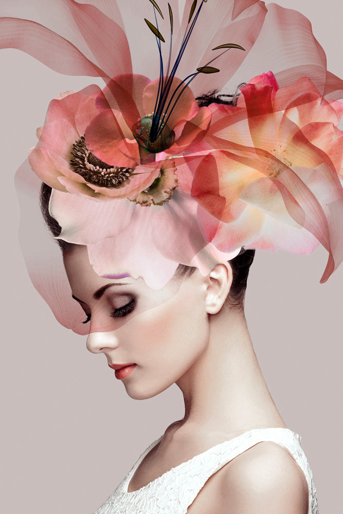 Glass Picture Beauty with Fantasy Hat