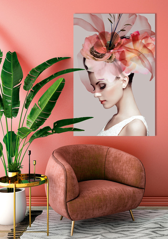 Glass Picture Beauty with Fantasy Hat