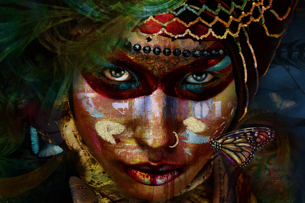 Glass picture Woman with Face Painting