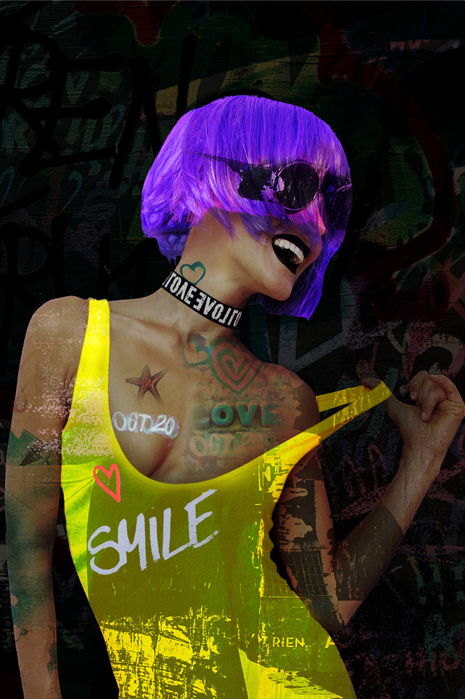 glass picture Neon Girl